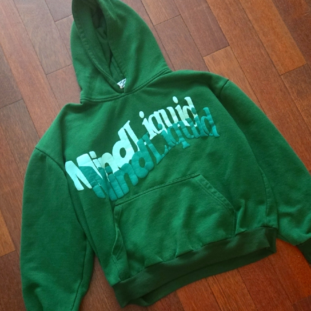 Mind Liquid Transparency Hoodie Liquid Words Green Unisex
